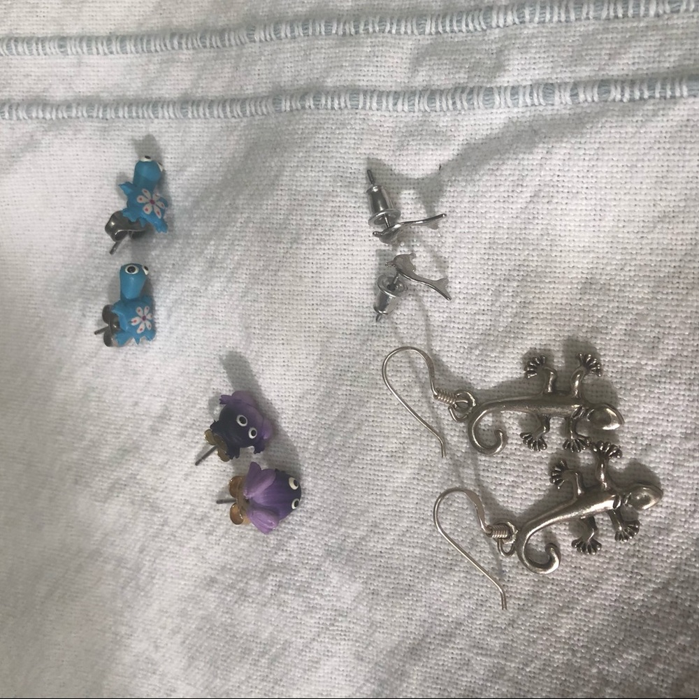 4 pairs of animal earrings